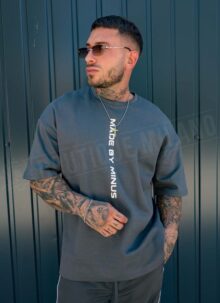 Set barbatesc sport antracit - tricou si pantaloni cargo din fas L26120-2