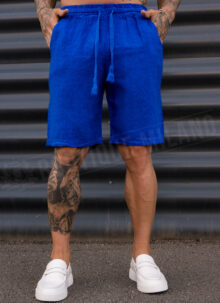 Pantaloni barbatesti scurti Italieni din IN albastru regal KP27100-6