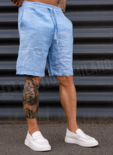 Pantaloni barbatesti scurti Italieni din IN albastru deschis KP27100-3