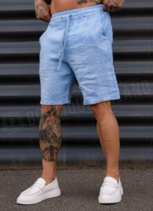 Pantaloni barbatesti scurti Italieni din IN albastru deschis KP27100-3