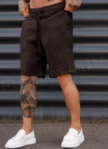 Pantaloni barbatesti scurti Italieni din IN maro KP27100-7
