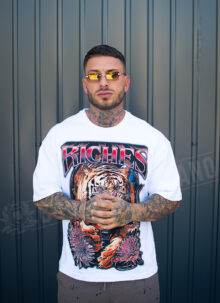 Tricou barbatesc alb cu imprimeu grafic „RICHES TIGER” T1117-2