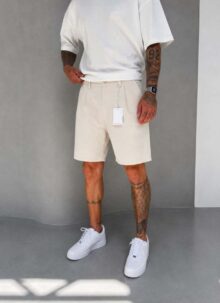 Pantaloni barbatesti scurti bej KP2100-3