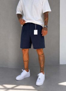 Pantaloni barbatesti scurti albastru inchis KP2100-5