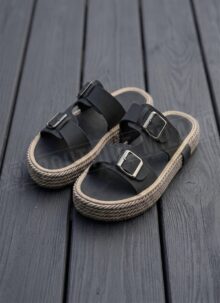Sandale barbatesti negri cu talpa impletita O1099-1