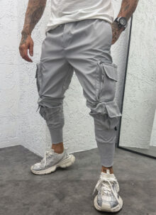 Pantaloni sport gri tip cargo stil tech C093