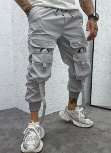 Pantaloni sport gri tactici tip cargo C094