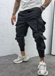 Pantaloni sport negri model Cargo Street C095