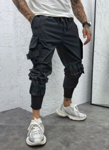 Pantaloni sport negri model Cargo Street C095