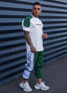 Set sport barbatesc alb si verde L145-6