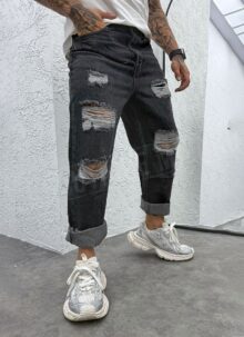Blugi barbatesti negri tip Boyfriend A6350-2