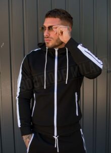 Trening barbatesc negru cu dungi albe L62-1