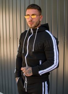 Trening barbatesc negru cu dungi albe L62-1