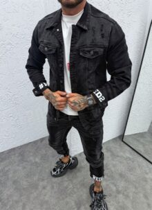 Set barbatesc denim negru L879-1
