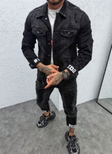 Set barbatesc denim negru L879-1