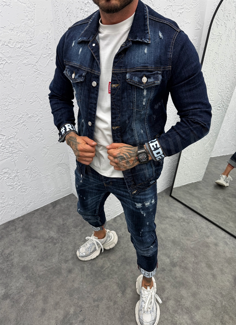 Set barbatesc denim albastru inchis L878-1