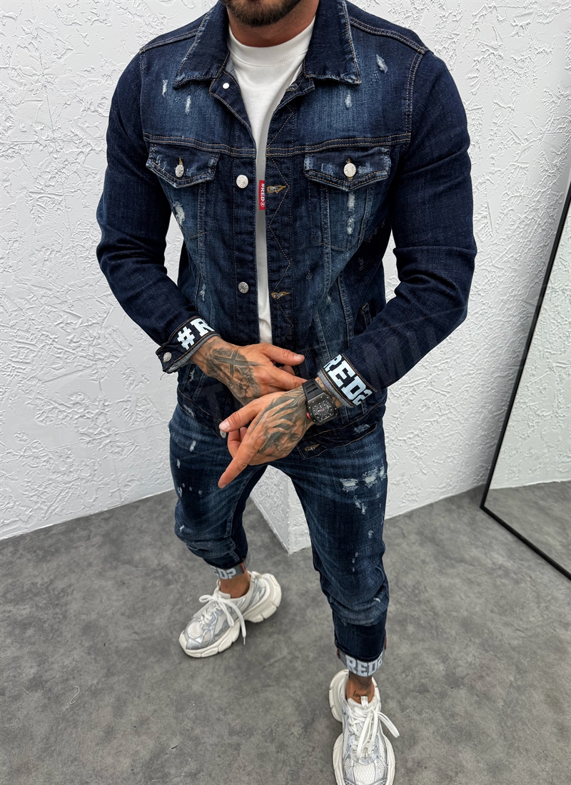 Set barbatesc denim albastru inchis L878-1