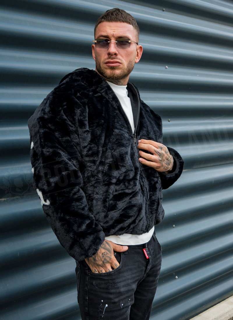 Geaca barbateasca reversibila ,,LOS ANGELES" – puf negru / exterior negru K253-1