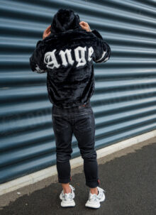 Geaca barbateasca reversibila ,,LOS ANGELES" – puf negru / exterior negru K253-1