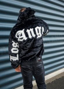Geaca barbateasca reversibila ,,LOS ANGELES" – puf negru / exterior negru K253-1