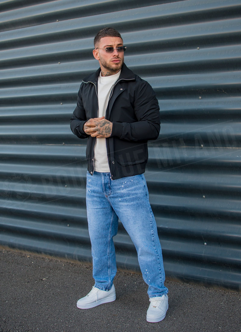 Geaca barbateasca tip windbreaker neagra K3694-1