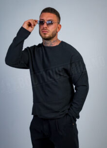 Top barbatesc oversize negru B3119-1