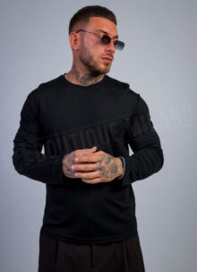 Bluza barbateasca usoara cu maneca lunga neagra B9468-1