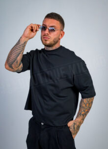 Tricou barbatesc oversize negru T19869-1