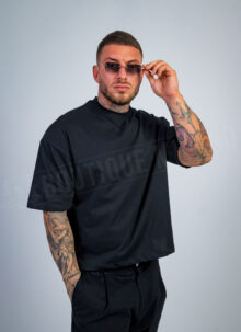 Tricou barbatesc oversize negru T19869-1