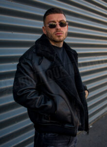Geaca barbateasca bomber reversibila neagra – model „2-IN-1 REVERSIBLE AVIATOR” K88631-1