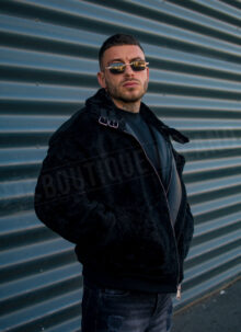 Geaca barbateasca bomber reversibila neagra – model „2-IN-1 REVERSIBLE AVIATOR” K88631-1