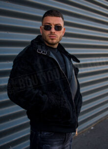 Geaca barbateasca bomber reversibila neagra – model „2-IN-1 REVERSIBLE AVIATOR” K88631-1