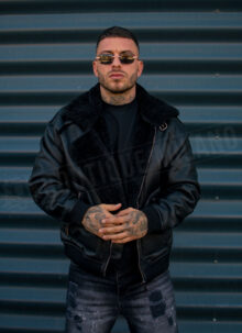 Geaca barbateasca bomber reversibila neagra – model „2-IN-1 REVERSIBLE AVIATOR” K88631-1