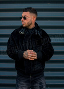Geaca barbateasca bomber reversibila neagra – model „2-IN-1 REVERSIBLE AVIATOR” K88631-1