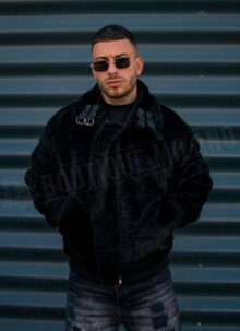 Geaca barbateasca bomber reversibila neagra – model „2-IN-1 REVERSIBLE AVIATOR” K88631-1