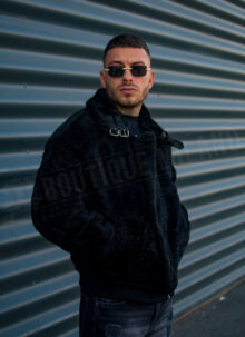 Geaca barbateasca bomber reversibila neagra – model „2-IN-1 REVERSIBLE AVIATOR” K88631-1