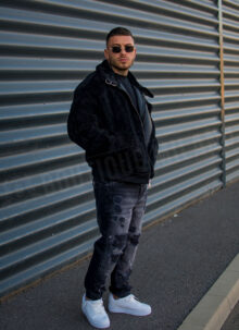 Geaca barbateasca bomber reversibila neagra – model „2-IN-1 REVERSIBLE AVIATOR” K88631-1