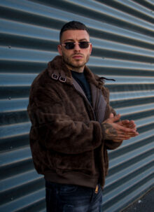 Geaca barbateasca bomber reversibila maro – model „2-IN-1 REVERSIBLE AVIATOR” K88631-3