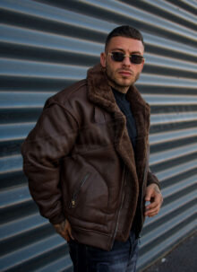 Geaca barbateasca bomber reversibila maro – model „2-IN-1 REVERSIBLE AVIATOR” K88631-3