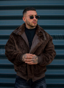 Geaca barbateasca bomber reversibila maro – model „2-IN-1 REVERSIBLE AVIATOR” K88631-3