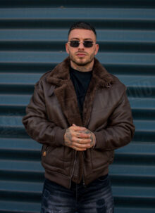 Geaca barbateasca bomber reversibila maro – model „2-IN-1 REVERSIBLE AVIATOR” K88631-3