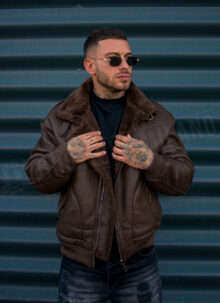 Geaca barbateasca bomber reversibila maro – model „2-IN-1 REVERSIBLE AVIATOR” K88631-3